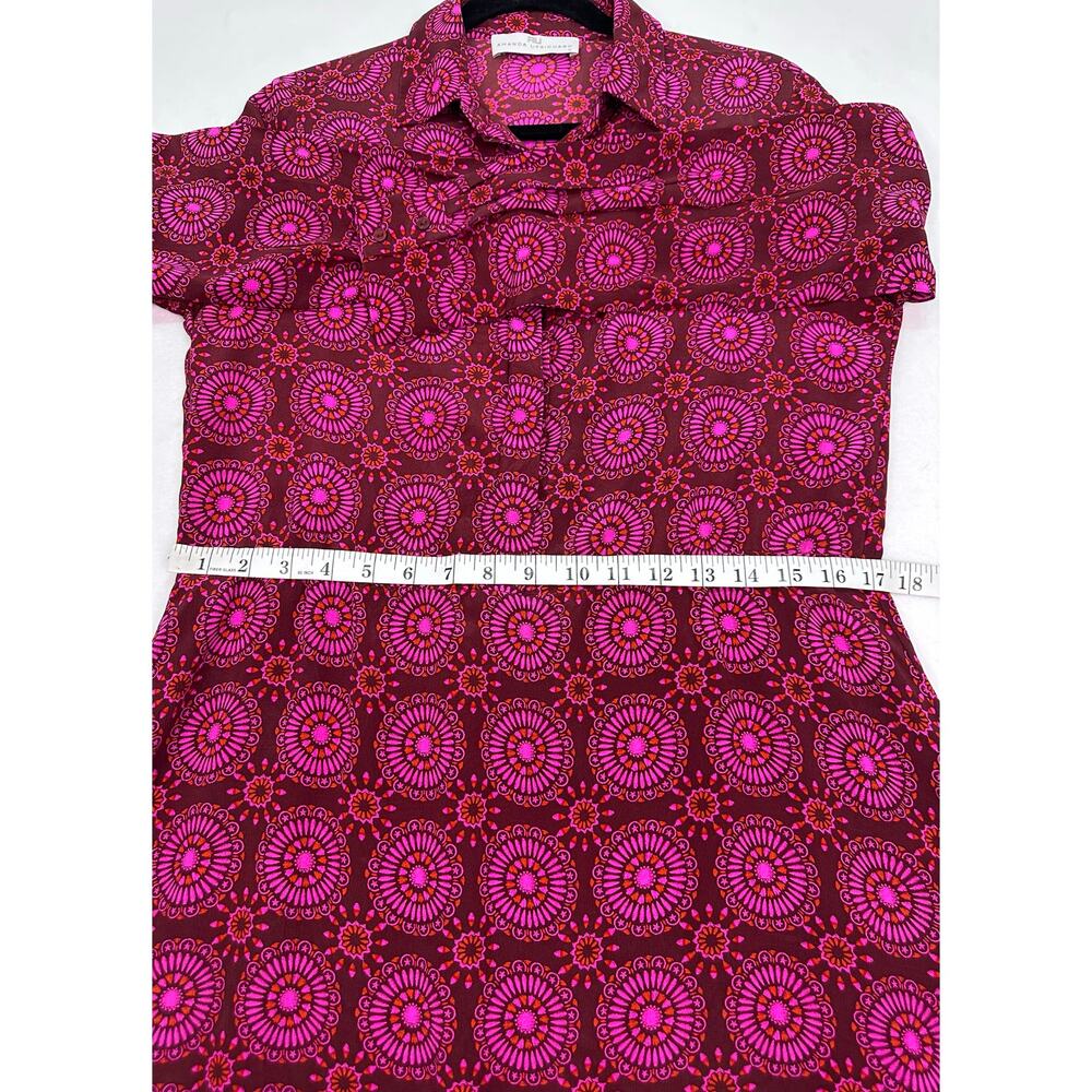 Amanda Uprichard 100% Silk Mini Dress Burgundy Pink Orange Geometric Print Sz M - Picture 8 of 8